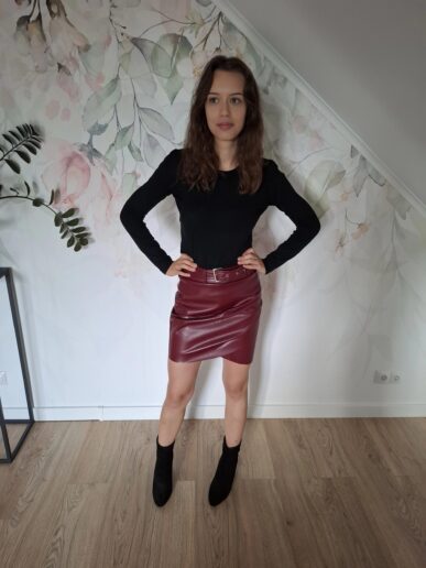 Spódnica Bordowa Eco Skóra