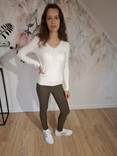 Spodnie legginsy z push up z eco skóry Khaki