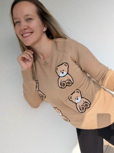 Sweter w  misie camel