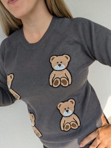 Sweter w misie szary