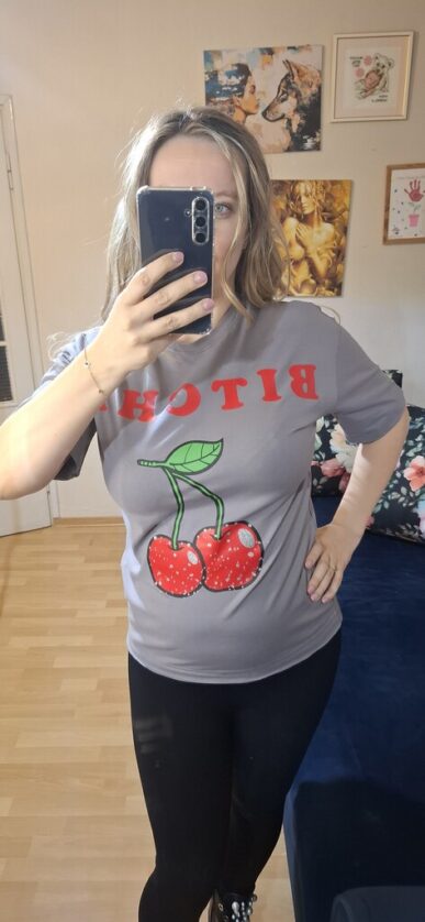 T-shirt wiśnia Millagro szary