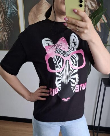 T-shirt Millagro zebra czarny