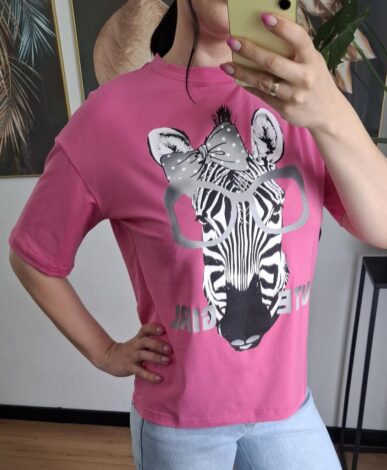 T-shirt Millagro zebra róż