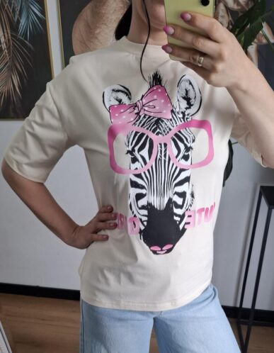 T-shirt Millagro zebra beż