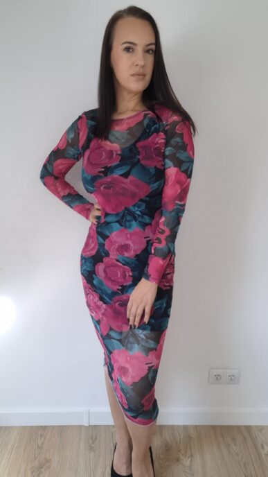 Sukienka siateczka Rose różowa