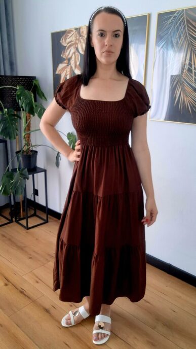 Sukienka Toskania czekolada krótka bufka