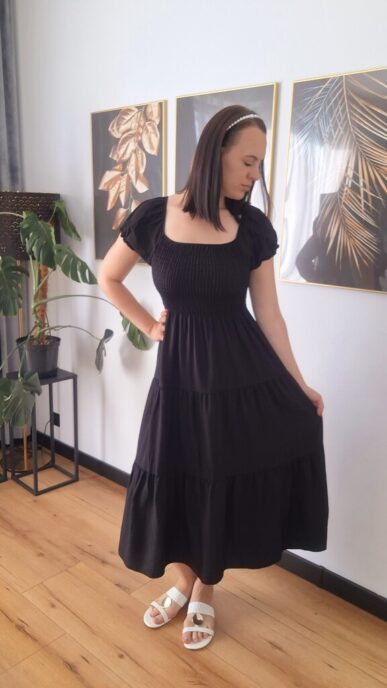 Sukienka Toskania czarna krótka bufka