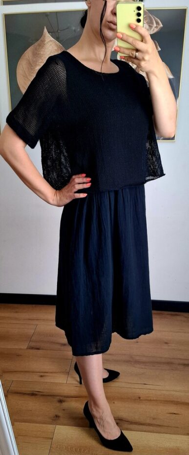 Bawełniana sukienka z siateczką czarna