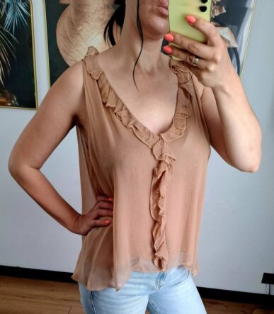 Bluzka Mihos falbanka jasny brąz