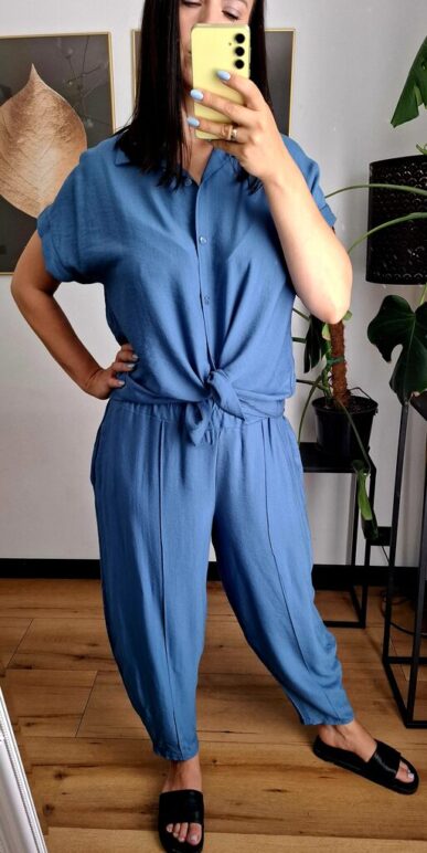 Komplet „Soft Touch” z wiskozy niebieski