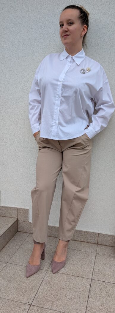 Spodnie balloon beżowe