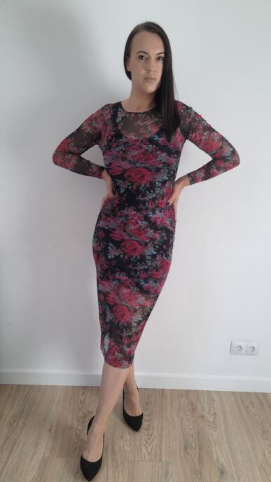 Sukienka siateczka Rose w drobne różyczki