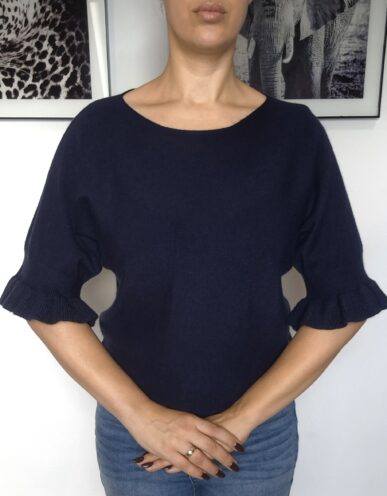 Sweter Belle z falbanką GRANAT