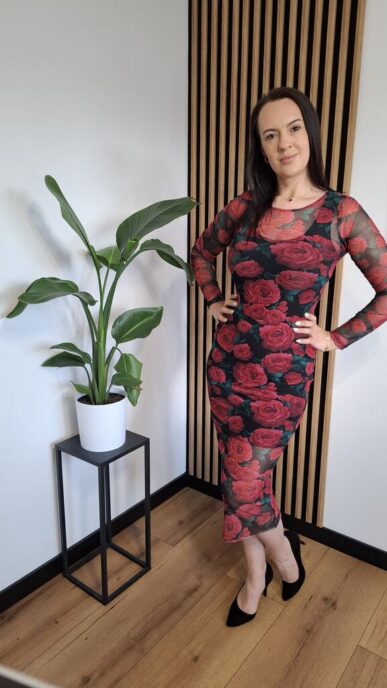 Sukienka siateczka Rose czerwona