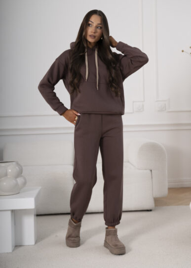 Komplet bawełniany ocieplany - czekolada