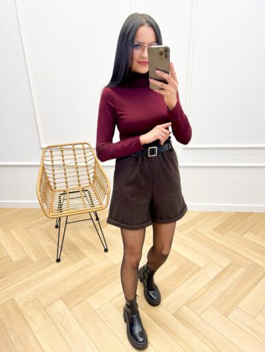 Spodenki w jodełkę czekoladowe Urban Chic