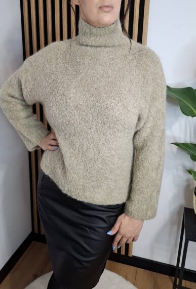 Sweter z KidMoher'em długi rękaw beż