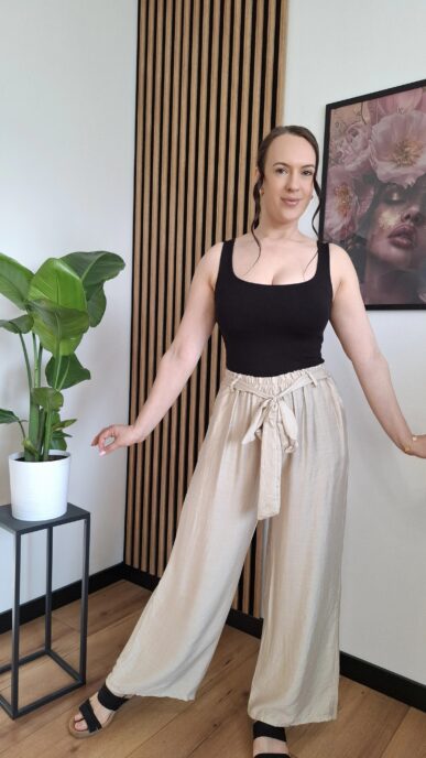Spodnie wiązane beż